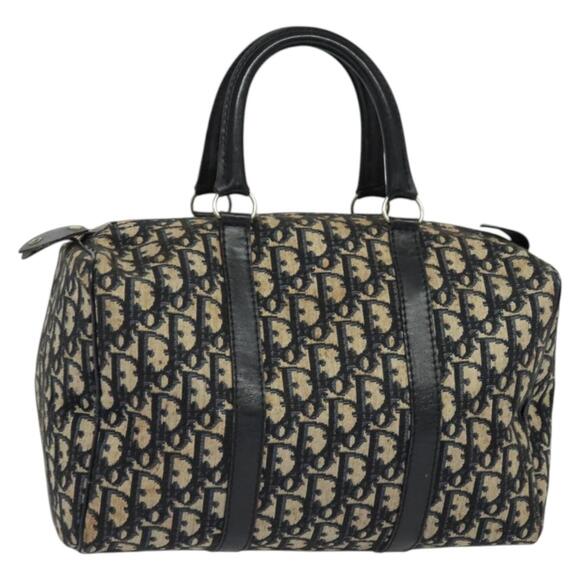 DIOR Trotter Canvas Boston Bag Navy Silver - Picture 1 of 12